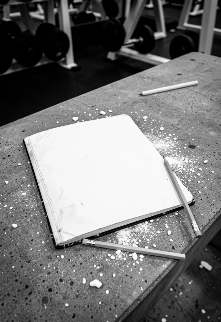 Carnet d'entraînement ouvert sur un banc